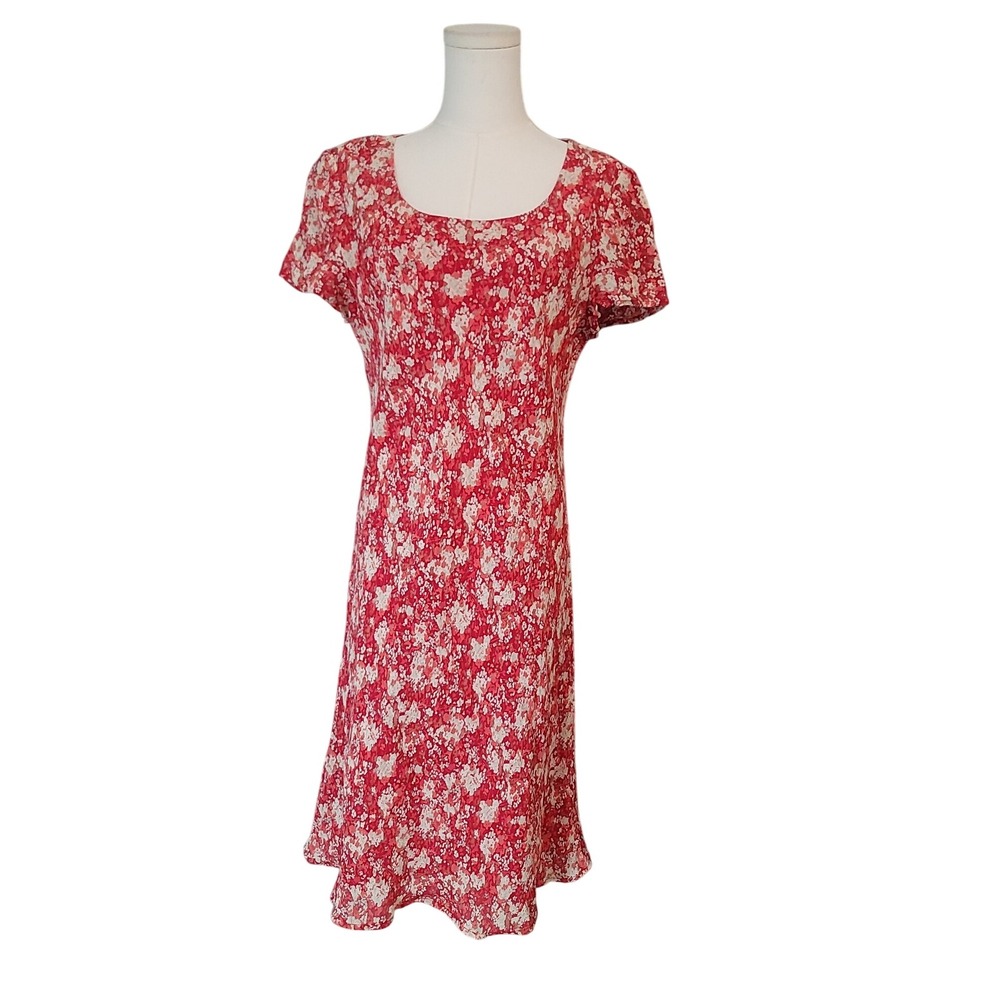 Jones New York Floral Midi Dress Women's Size 14 Cottagecore Square‎ Neck